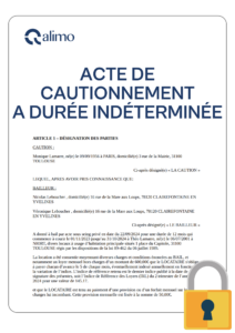 Modèle gratuit acte de caution solidaire à durée indéterminée word pdf